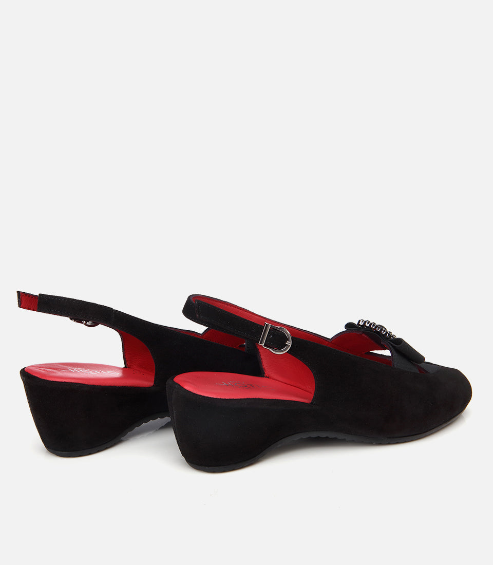Women's Suede Wedge Sandals - Black