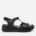 Women's Leather Wedge Sandals - Black