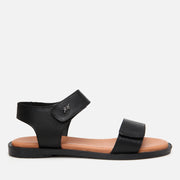 Women's Leather Flat Sandals - Black