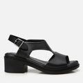 Women's Leather Block Heel Sandals - Black