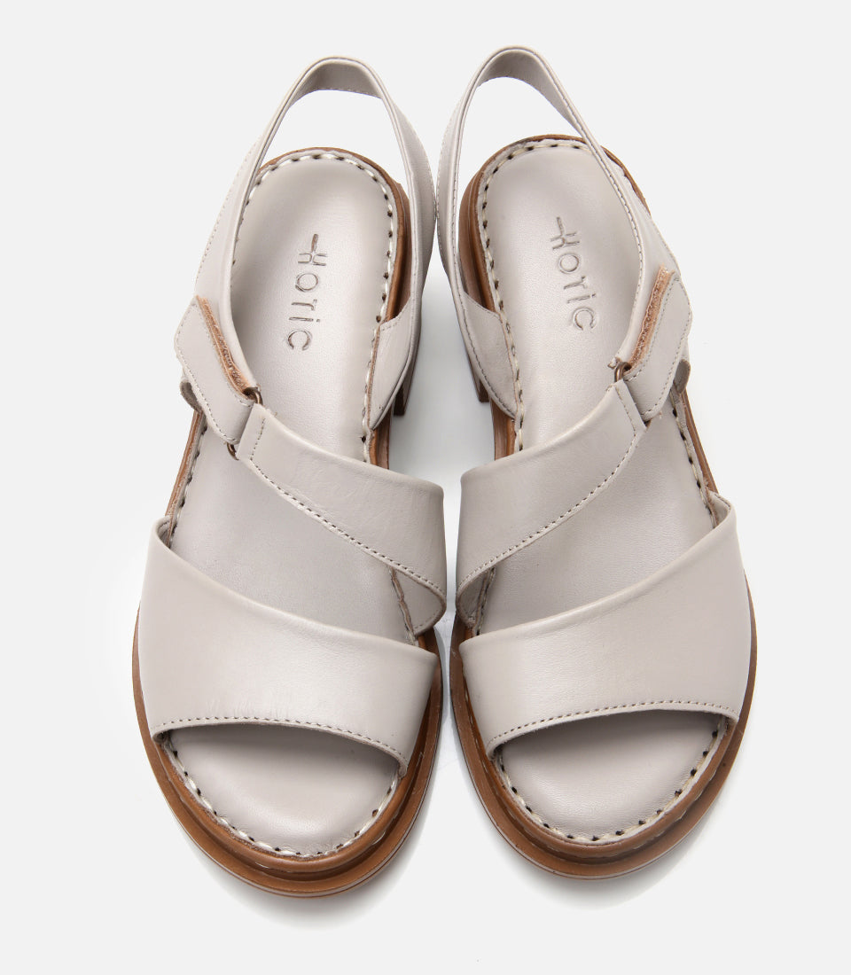 Women's Leather Block Heel Sandals - Stone