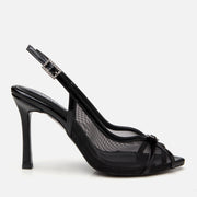 Women's Leather Heeled Sandals - Black