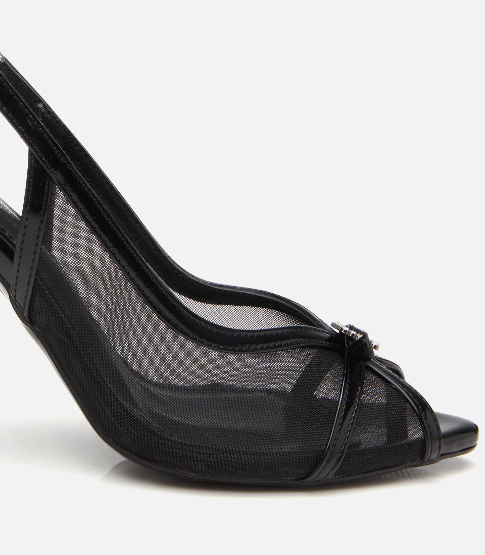 Women's Leather Heeled Sandals - Black