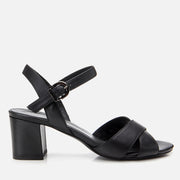 Women's Leather Block Heel Sandals - Black