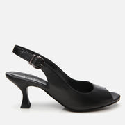 Women's Leather Heeled Sandals - Black