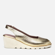 Women's Leather Wedge Sandals - Gold