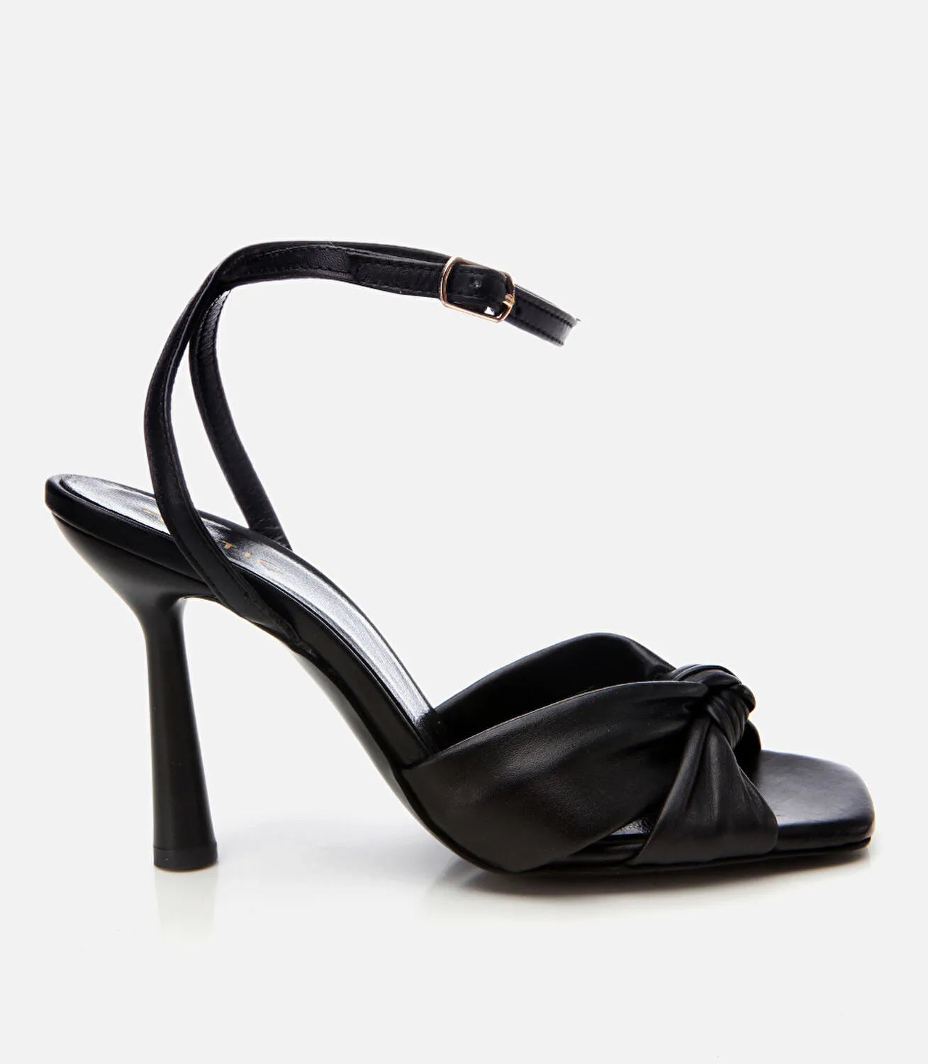 Women's Leather Heeled Sandals - Black