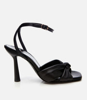 Women's Leather Heeled Sandals - Black