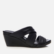 Women's Leather Wedge Mules - Black