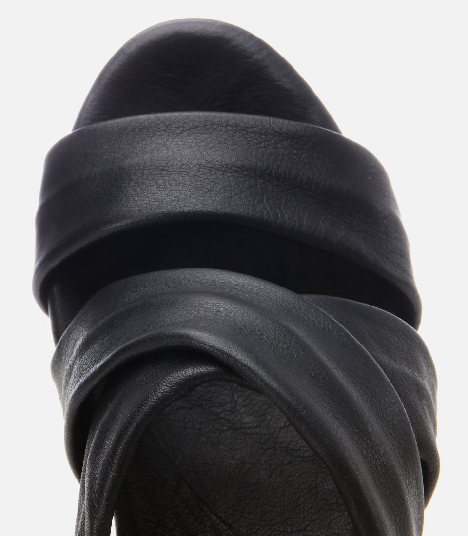 Women's Leather Wedge Mules - Black