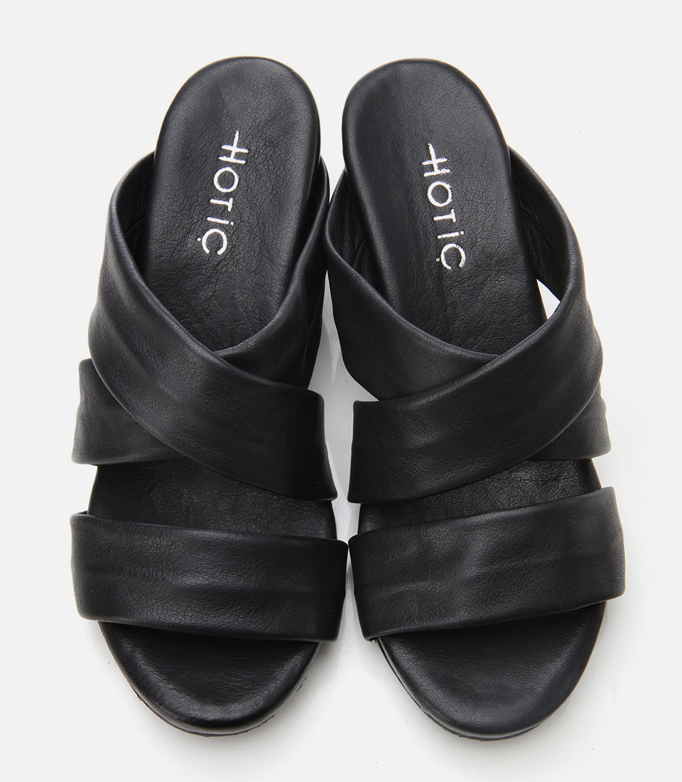 Women's Leather Wedge Mules - Black