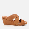 Women's Leather Wedge Mules - Tan