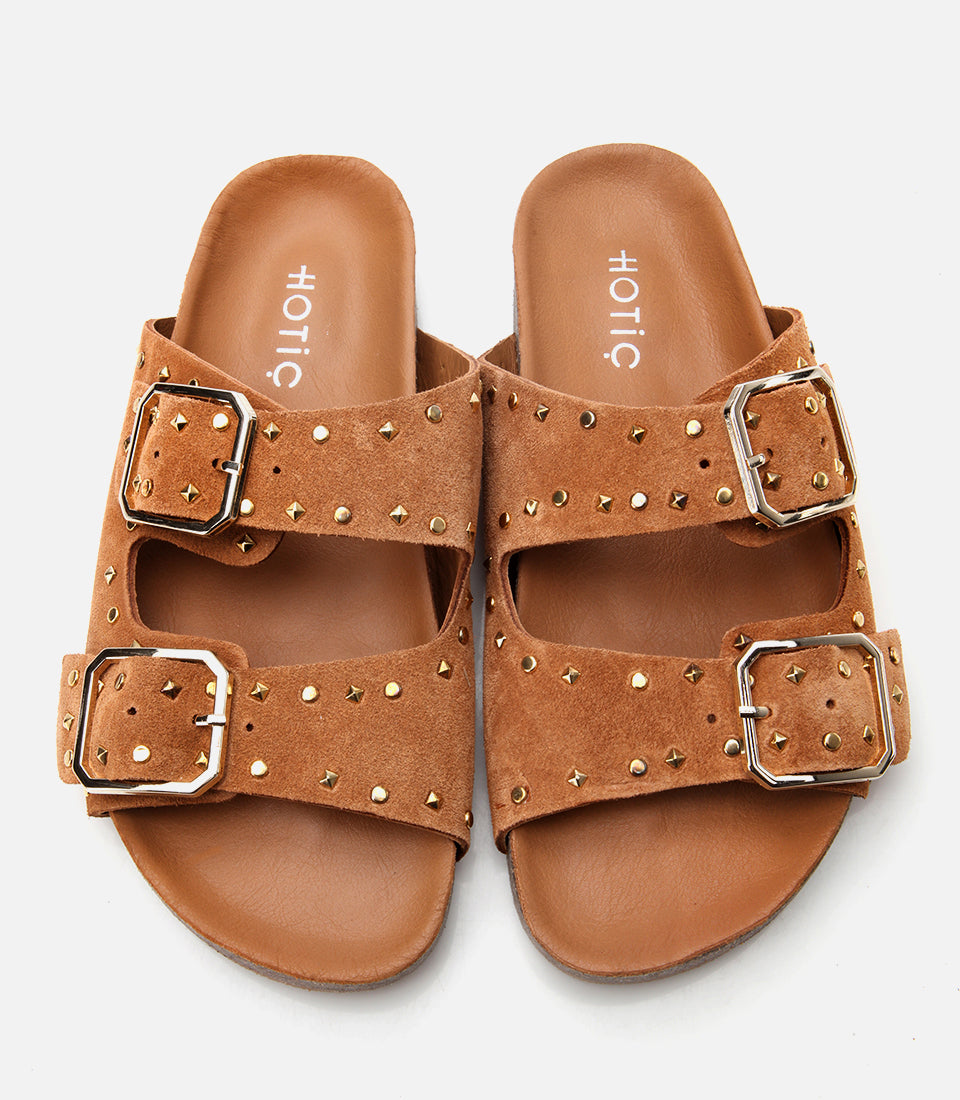 Women's Suede Slides - Tan