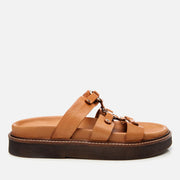Women's Leather Slides - Tan