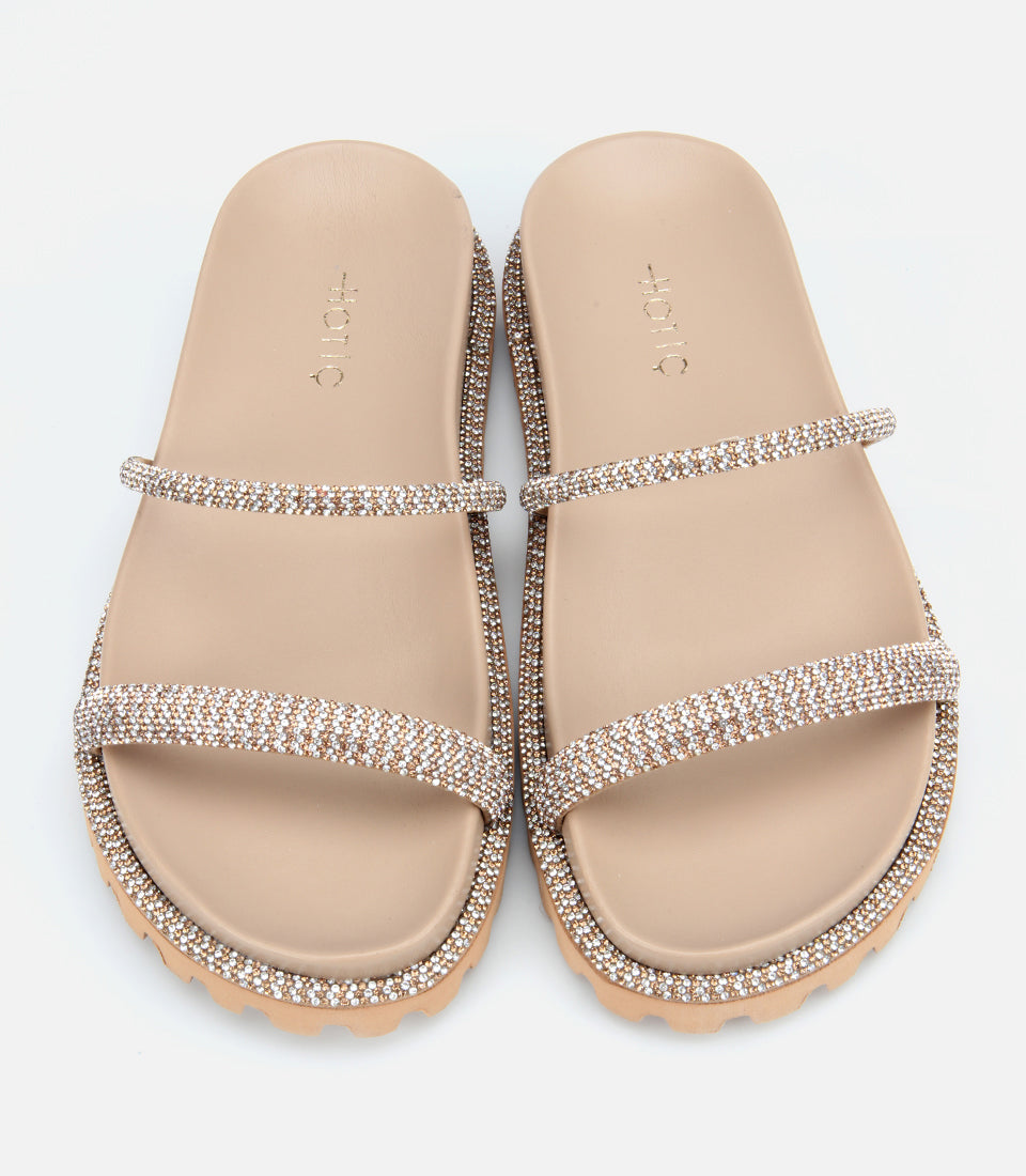 Women's Suede Slides - Beige