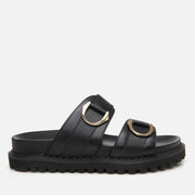 Women's Leather Slides - Black