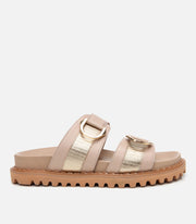 Women's Leather Slides - Beige