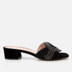 Women's Suede Heeled Mules - Black
