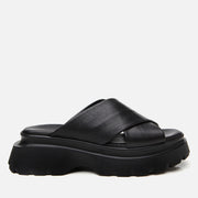 Women's Leather Heeled Mules - Black