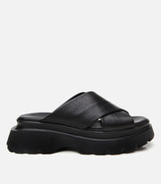 Women's Leather Heeled Mules - Black