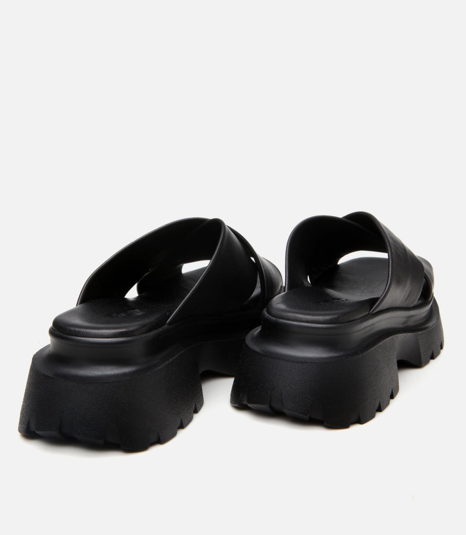 Women's Leather Heeled Mules - Black