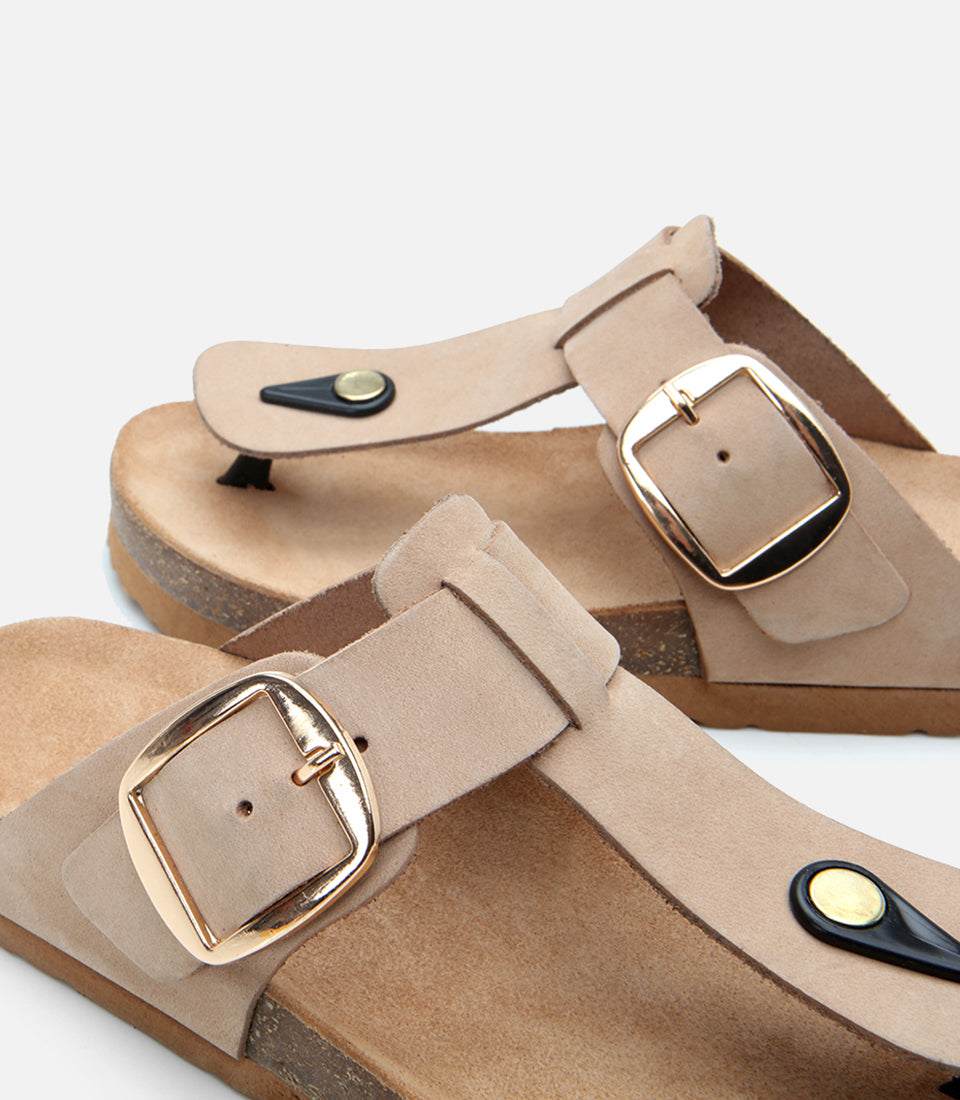 Women's Suede Slides - Beige