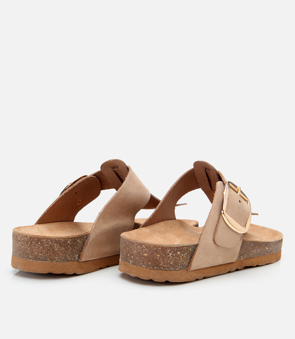 Women's Suede Slides - Beige