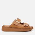 Women's Leather Slides - Tan