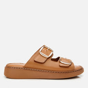Women's Leather Slides - Tan