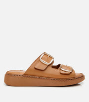 Women's Leather Slides - Tan