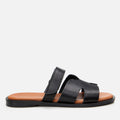 Women's Leather Slides - Black