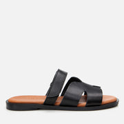 Women's Leather Slides - Black