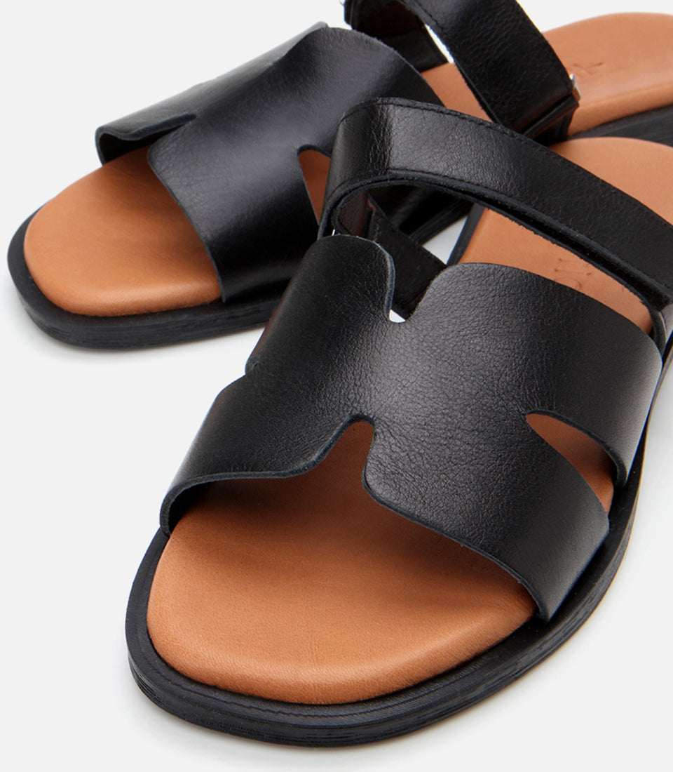 Women's Leather Slides - Black