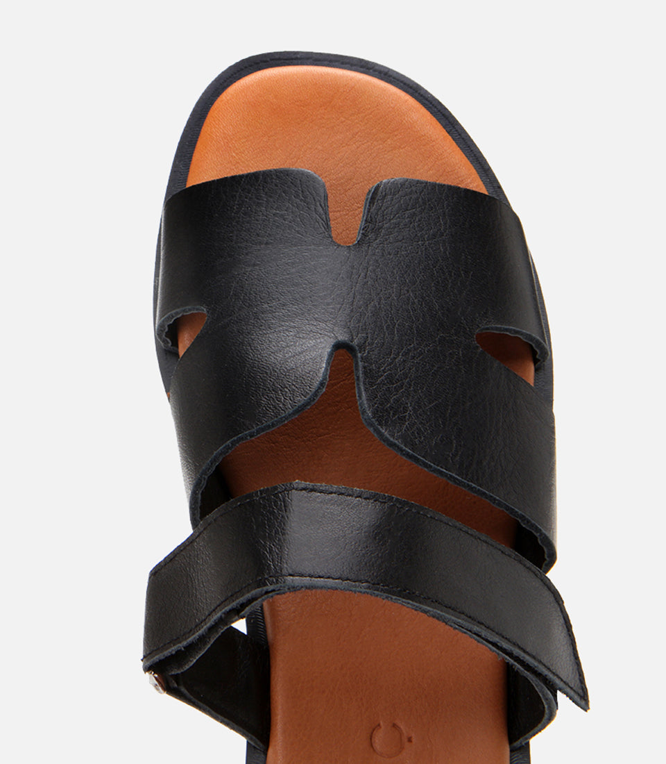 Women's Leather Slides - Black