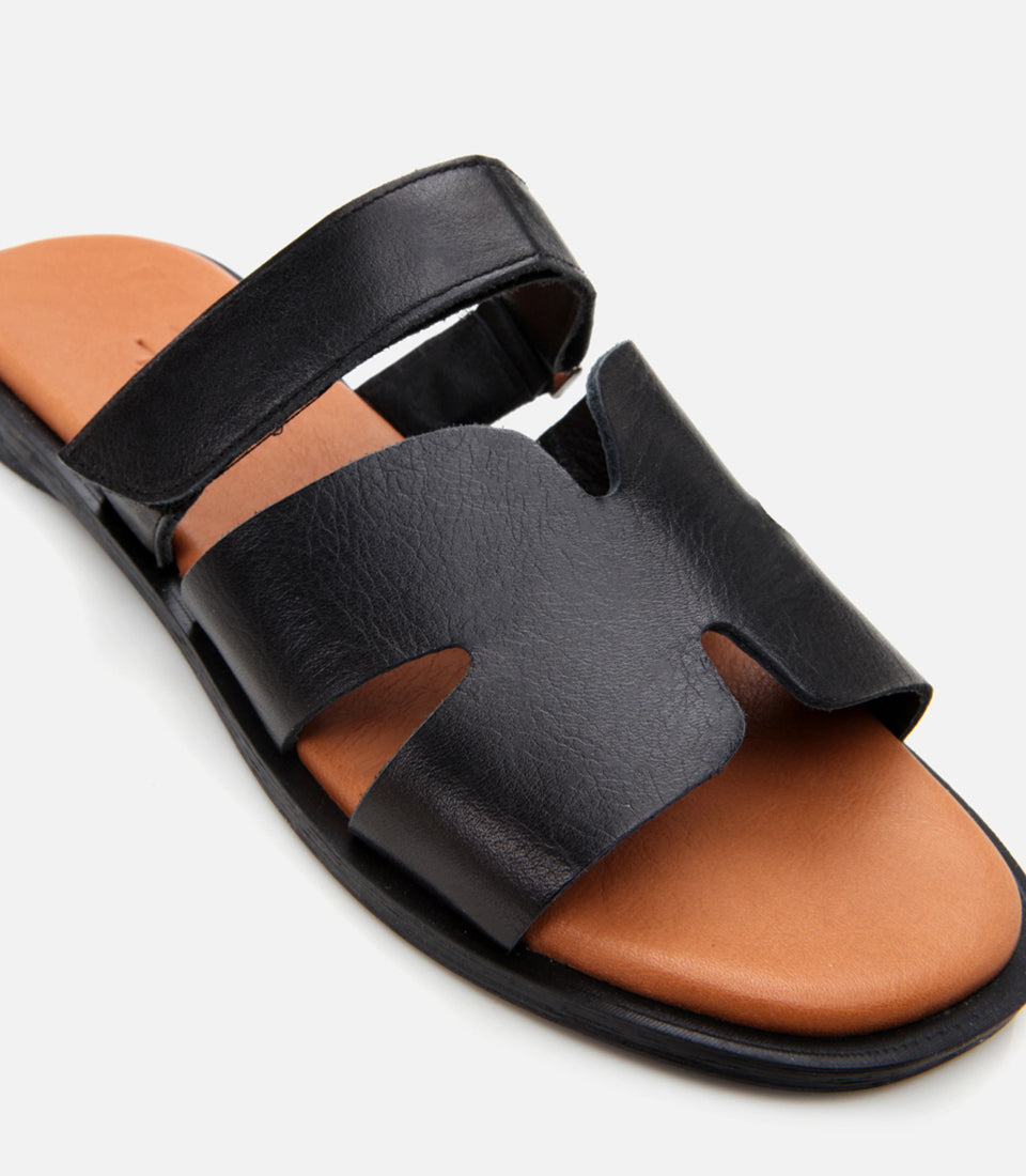 Women's Leather Slides - Black