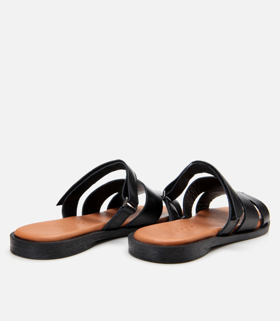 Women's Leather Slides - Black