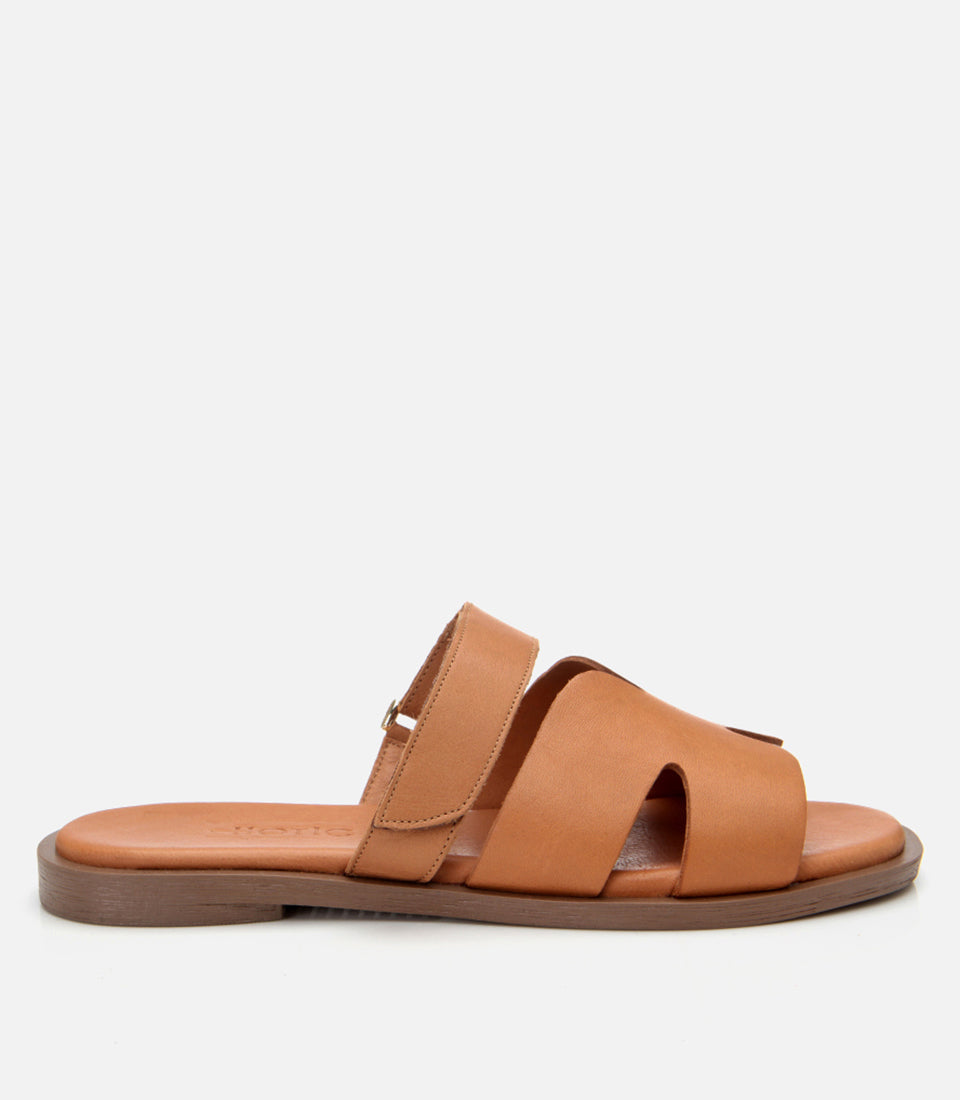 Women's Leather Slides - Tan