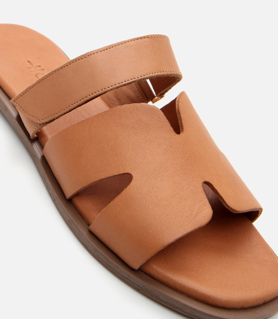 Women's Leather Slides - Tan