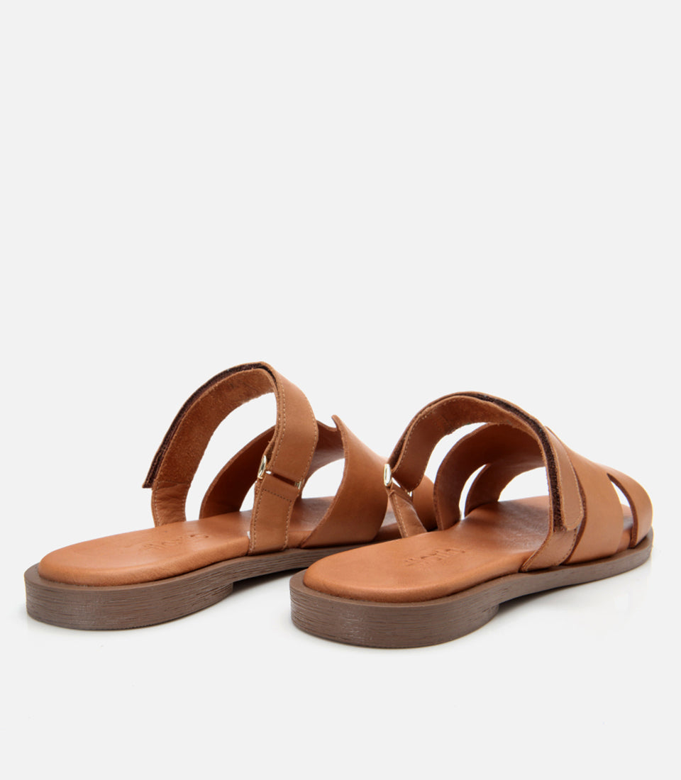 Women's Leather Slides - Tan