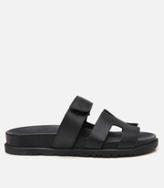 Women's Leather Slides - Black