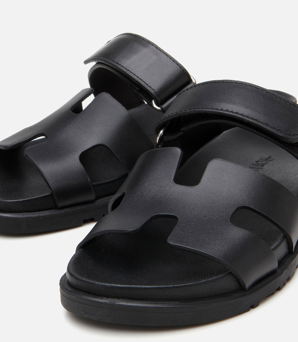 Women's Leather Slides - Black