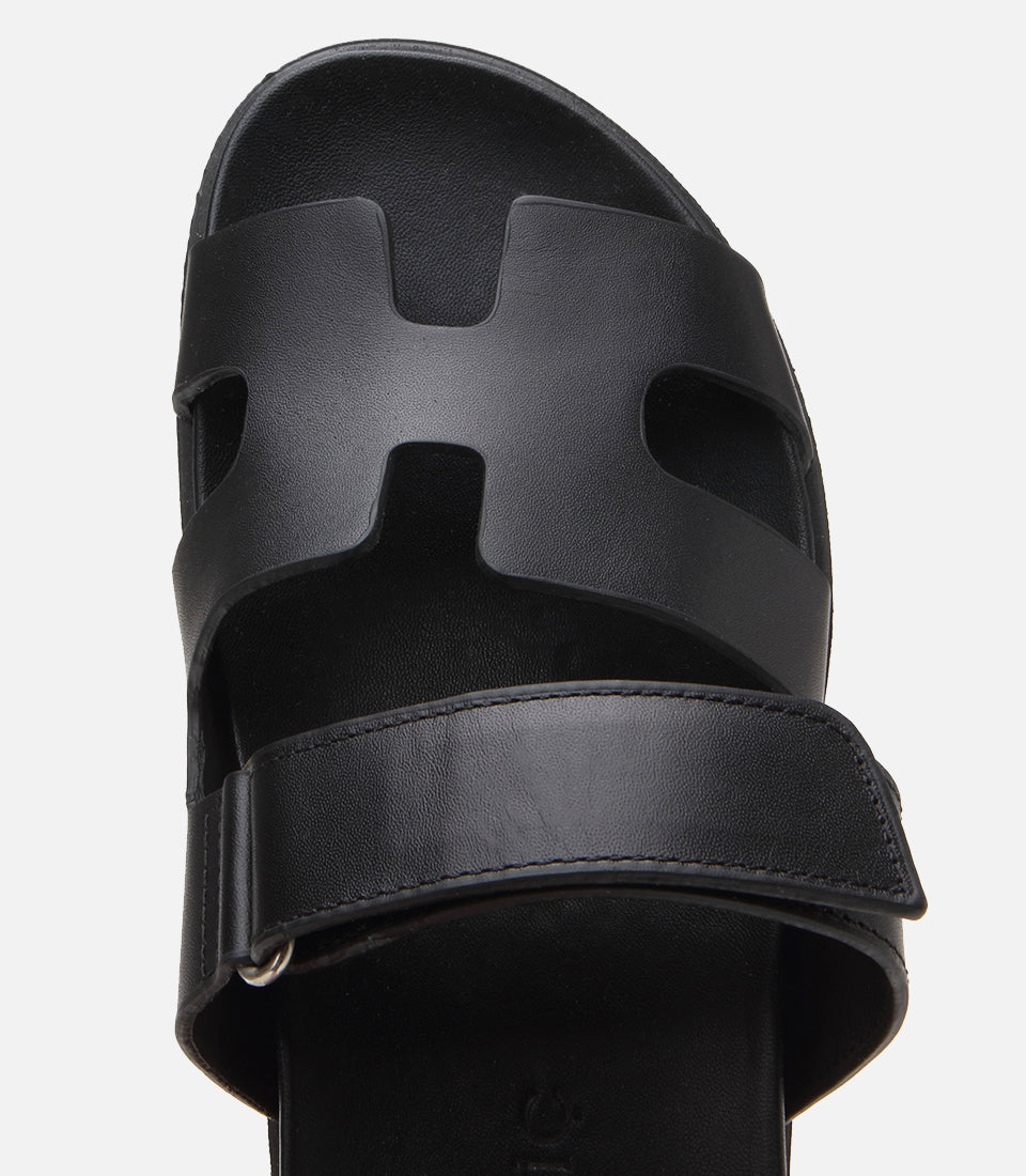 Women's Leather Slides - Black