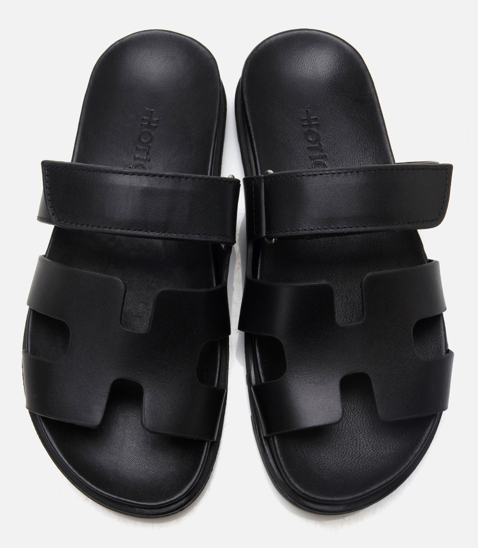 Women's Leather Slides - Black
