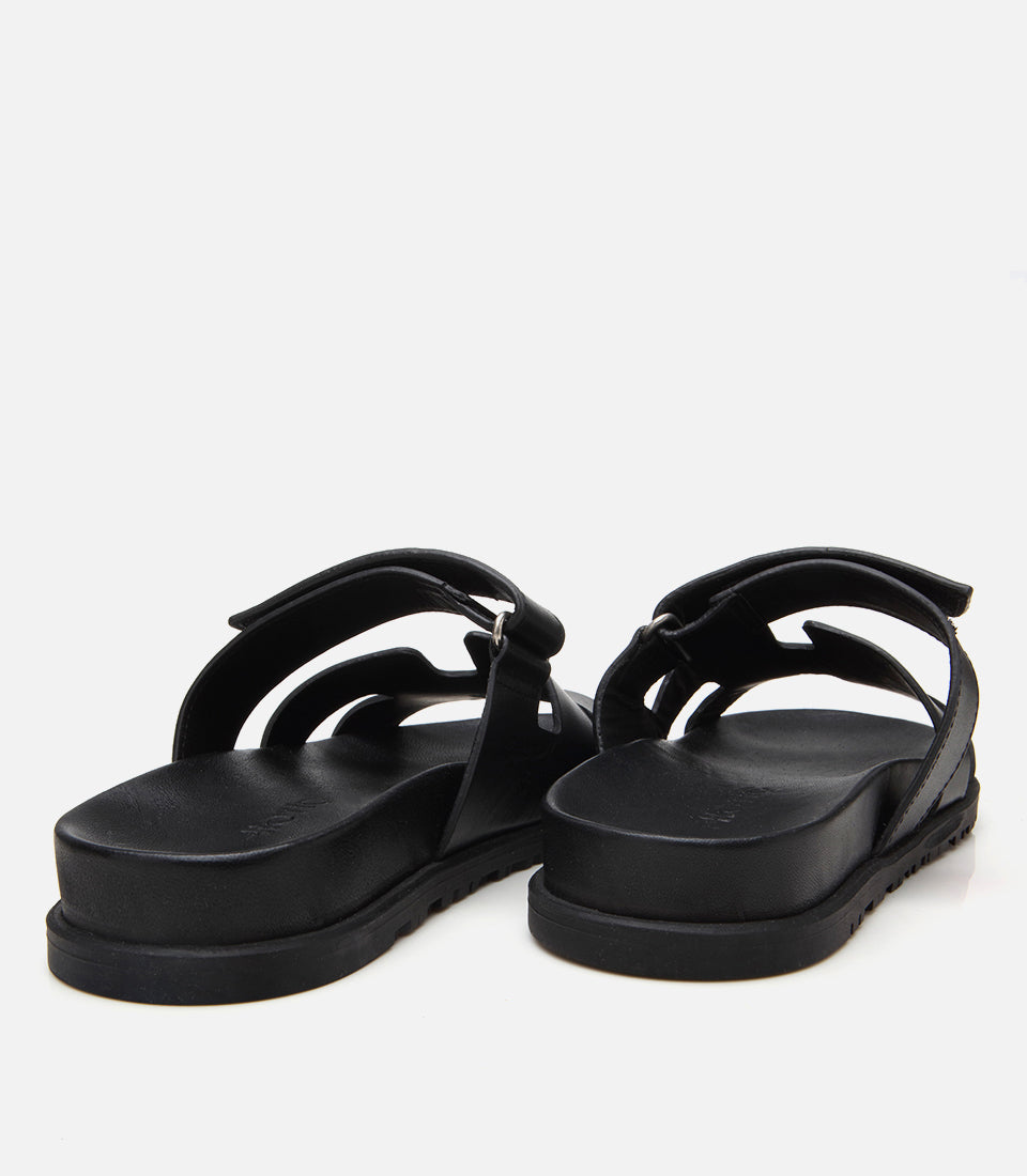 Women's Leather Slides - Black