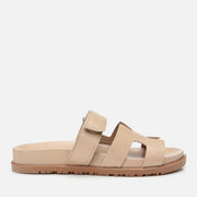 Women's Leather Slides - Beige