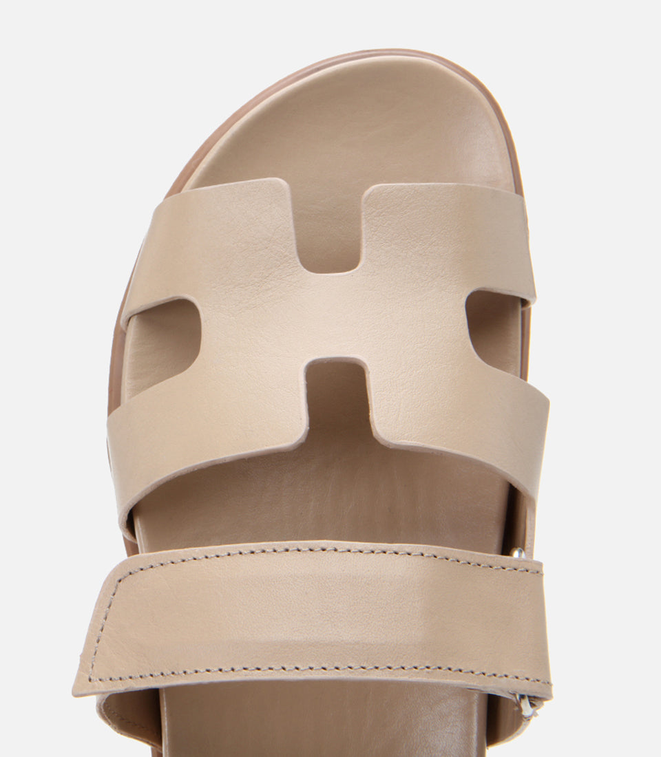 Women's Leather Slides - Beige