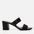 Women's Leather Heeled Mules - Black