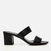 Women's Leather Heeled Mules - Black