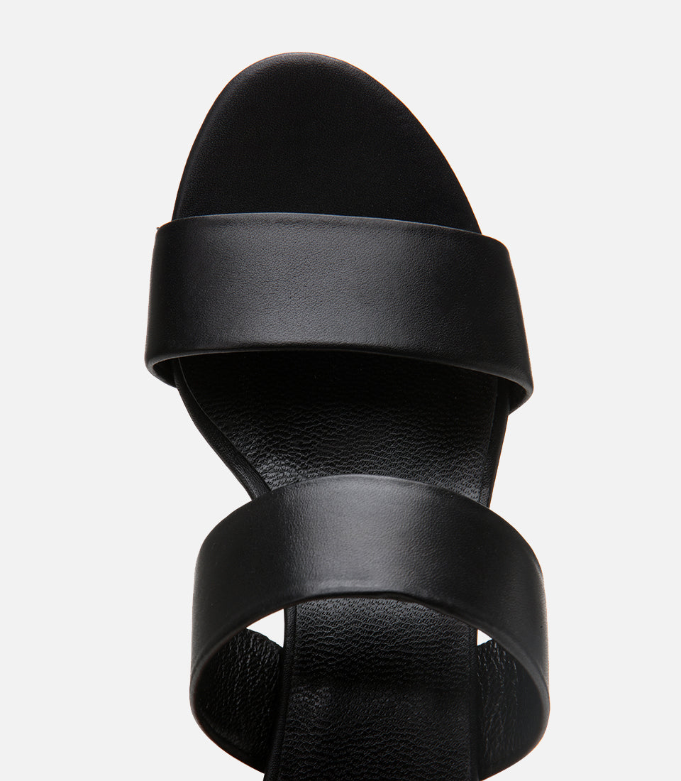 Women's Leather Heeled Mules - Black