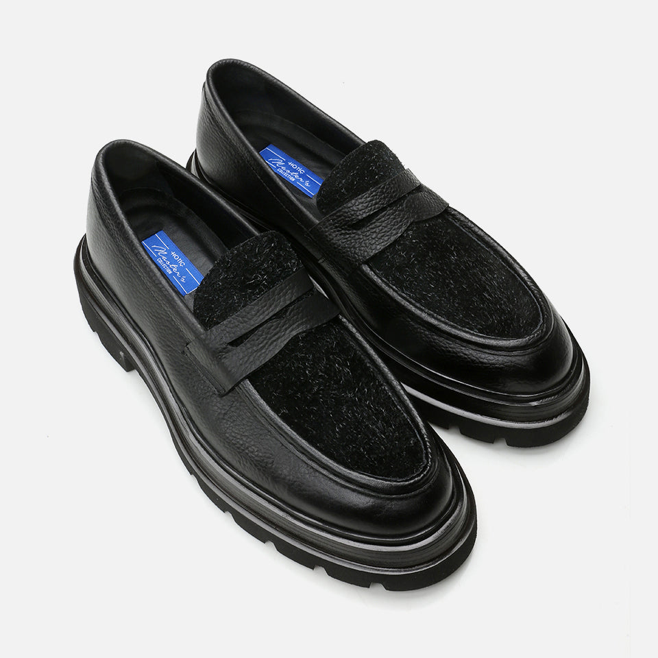 Men’s Genuine Leather Black Loafer - Black